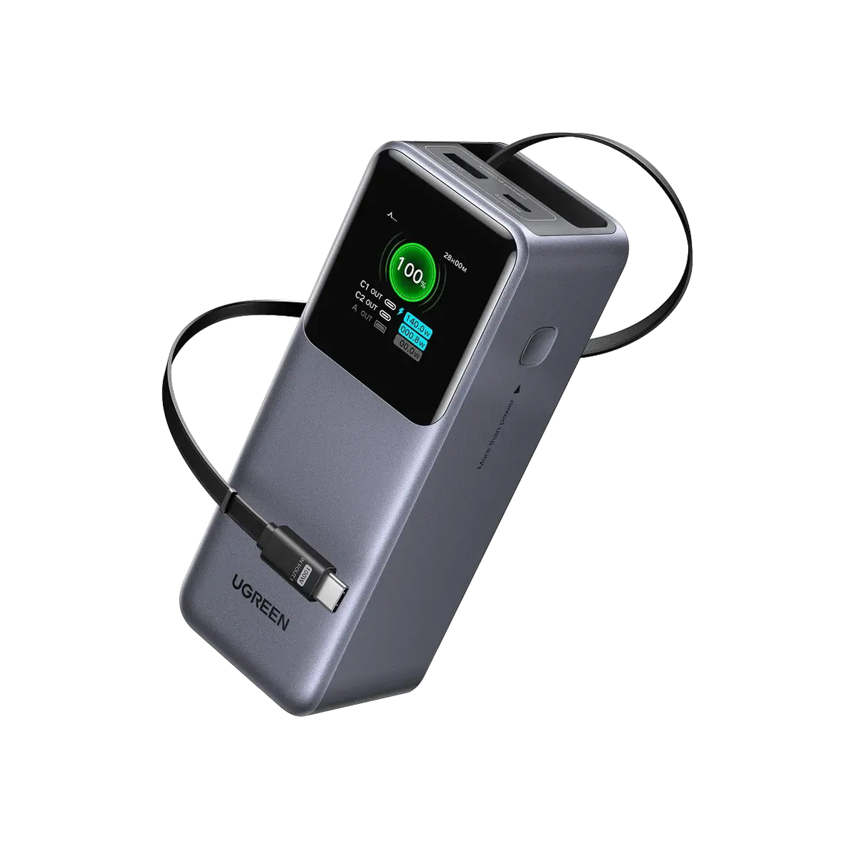 UGREEN Nexode 20000mAh 165W Power Bank with Retractable USB-C Cable | Fast Charging Portable Charger