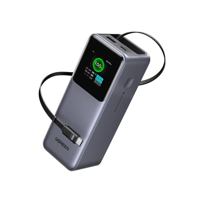 UGREEN Nexode 20000mAh 165W Power Bank with Retractable USB-C Cable | Fast Charging Portable Charger