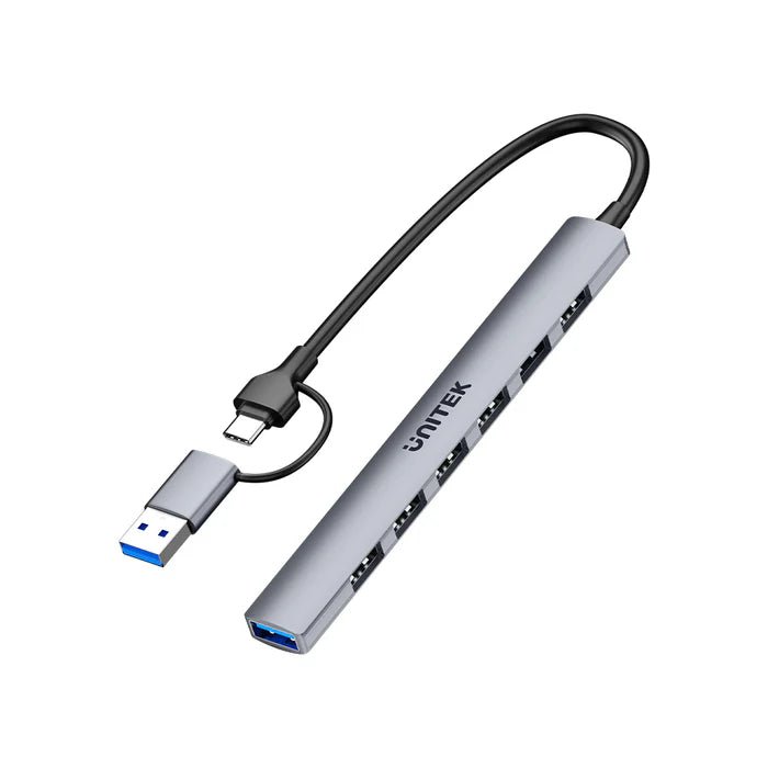 UNITEK H1209AGY01 uHUB S7 7-Port USB 3.0 Hub 5Gbps Aluminium USB-C/USB-A for Laptop PC