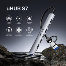 UNITEK H1209AGY01 uHUB S7 7 - Port USB 3.0 Hub 5Gbps Aluminium USB - C/USB - A for Laptop PC - UGREEN PAKISTAN
