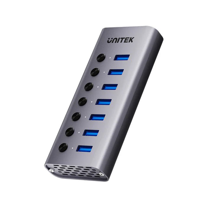 UNITEK H1314A01-EU 7-in-1 USB-A Hub with Individual Switches, BC1.2 Fast Charging & Aluminum Housing