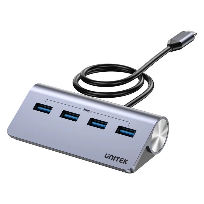 UNITEK H1337BGY01 uHUB Q4 4-in-1 USB-C Hub with 4 USB-A 5Gbps Ports & USB-C DC Power Input