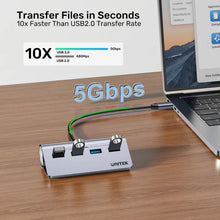 UNITEK H1337BGY01 uHUB Q4 4 - in - 1 USB - C Hub with 4 USB - A 5Gbps Ports & USB - C DC Power Input - UGREEN PAKISTAN