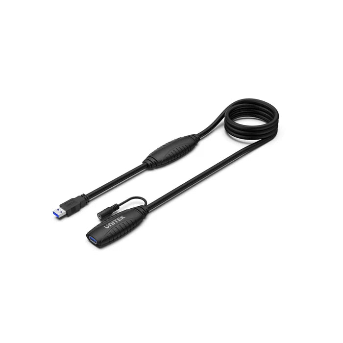 UNITEK Y-3003C USB 3.0 Active Extension Cable 15M 5Gbps Dual Signal Boosters DC 5V for Webcam Printer