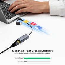 UNITEK Y-3465A USB-C to Gigabit Ethernet Adapter 5Gbps 1000Mbps RJ45 for Laptop Mac Windows Plug and Play