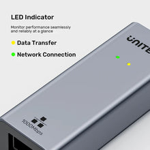 UNITEK Y-3465A USB-C to Gigabit Ethernet Adapter 5Gbps 1000Mbps RJ45 for Laptop Mac Windows Plug and Play