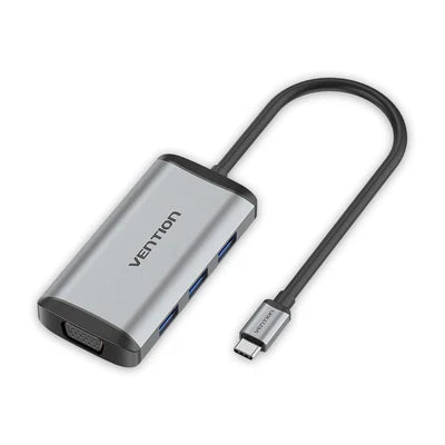 Vention TOHHB Multi-function USB-C 6-in-1 Docking Station Aluminum Alloy Type | 4K HDMI | 3 x USB 3.0 | RJ45 Gigabit Ethernet | 87W PD | Gray